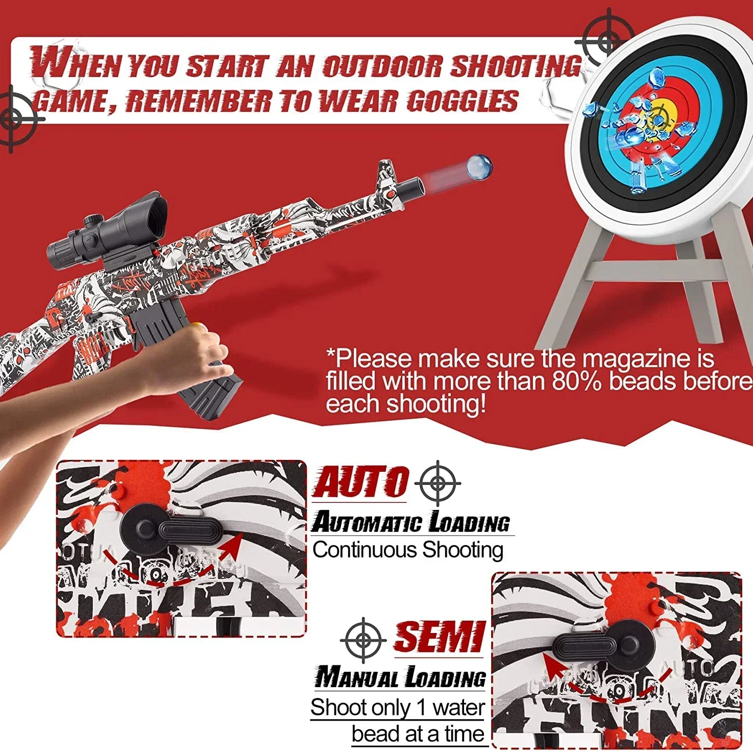 Elétrico Paintball Splatter Ball Shooter, Gel Ball Rifle Gun, CS Outdoor Game, brinquedo para crianças, presente, novo, 2022, AK47, M249