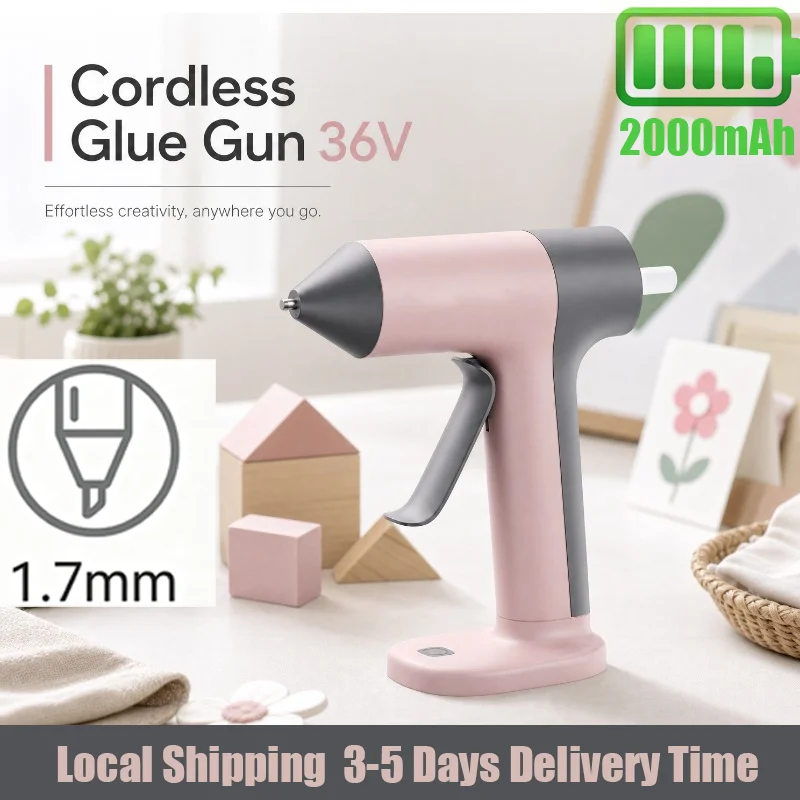 Hot Melt Glue Gun Cordless - ワイヤレスホットグルーガン、急速予熱ミニホットグルーガン、内蔵2000mAhバッテリー、プレミアムグルースティック20本（7×140mm）付き、クラフトDIY用ミニホットグルーガン