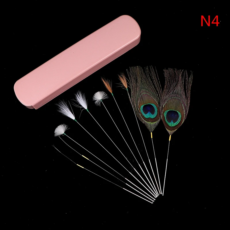 Hot sale 1Set Earwax Cleaner Kits Ear Massage Set Earwax Cleaner Kits Goose Feather Stainless Steel Earpick Wax Cleaner Tool