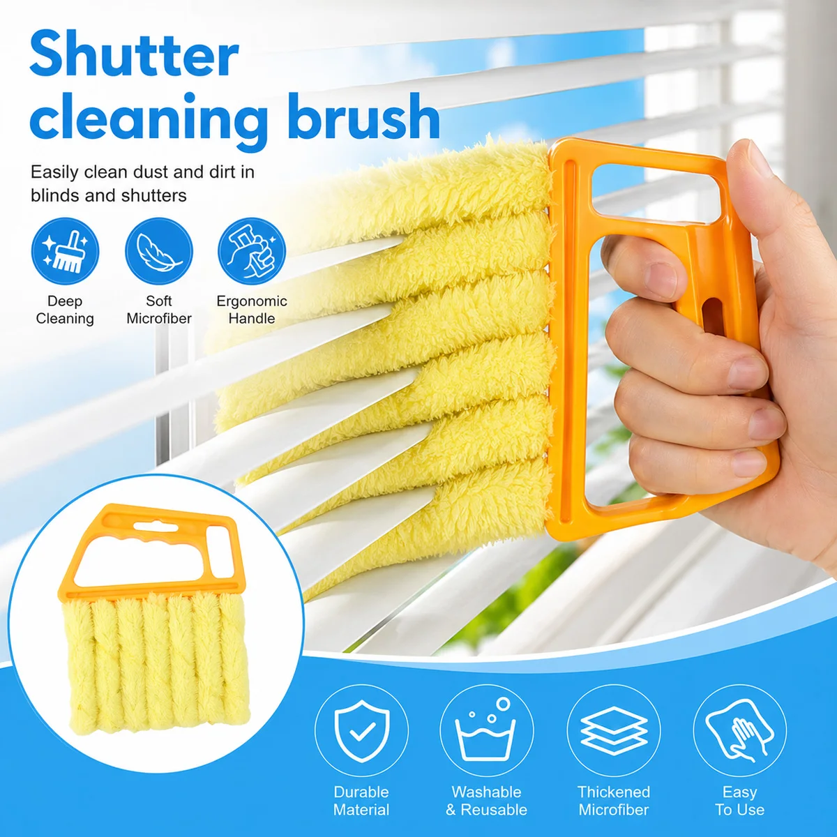Window Blind Cleaner Brush Venetian Blinds Cleaning Tool Reusable Dust Remover Simple Household Duster For Home Office Kitchen