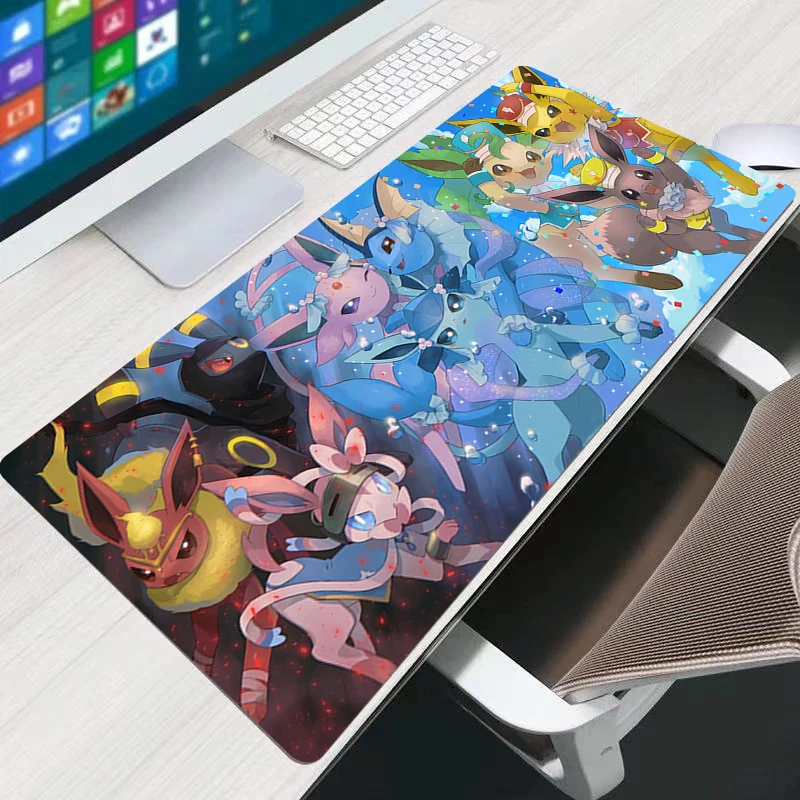 Alfombrilla de ratón de ordenador de Anime, alfombrillas de ratón de Pokemon Eevee para Gamer, alfombrilla de ratón para juegos, alfombrilla suave para escritorio, alfombrilla para teclado de ordenador portátil de oficina, alfombra para ratón