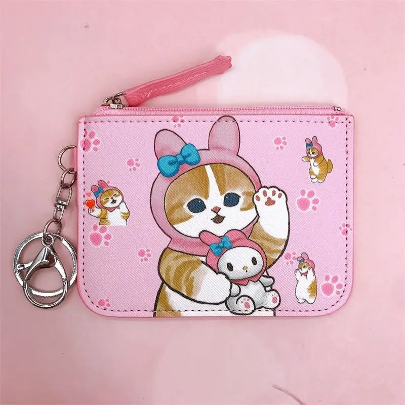 Cute Sanrio Mofusand Coin Purse Cartoon Hello Kitty Kuromi My Melody Cinnamoroll Work Id Card Holder Badge Card Case Wallet