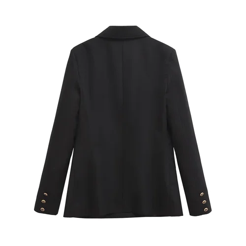 Imagen 2 del producto 2024 otoño nueva ropa de mujer color sólido temperamento doble botonadura ajustado manga larga chaqueta de traje casual