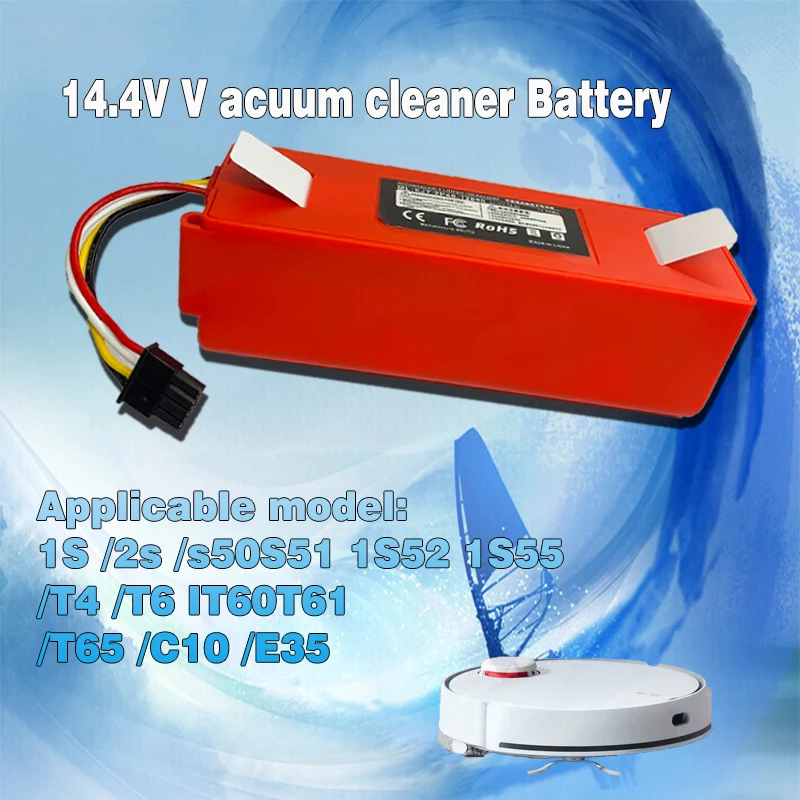 

Красный корпус, 12800 мАч, аккумулятор очень большой емкости для XIAOMI Roborock S50 S51 S55 T60, робот-пылесос для подметания и мытья полов