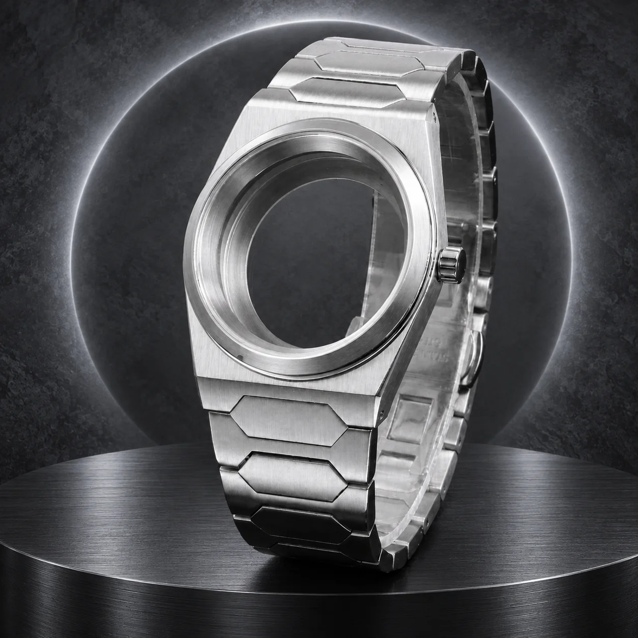 37mm Integrated Brushed Watch Case 316L Stainless Steel Sapphire Glass 20ATM Waterproof Fit SKX NH35 Automatic Movement Mod Part