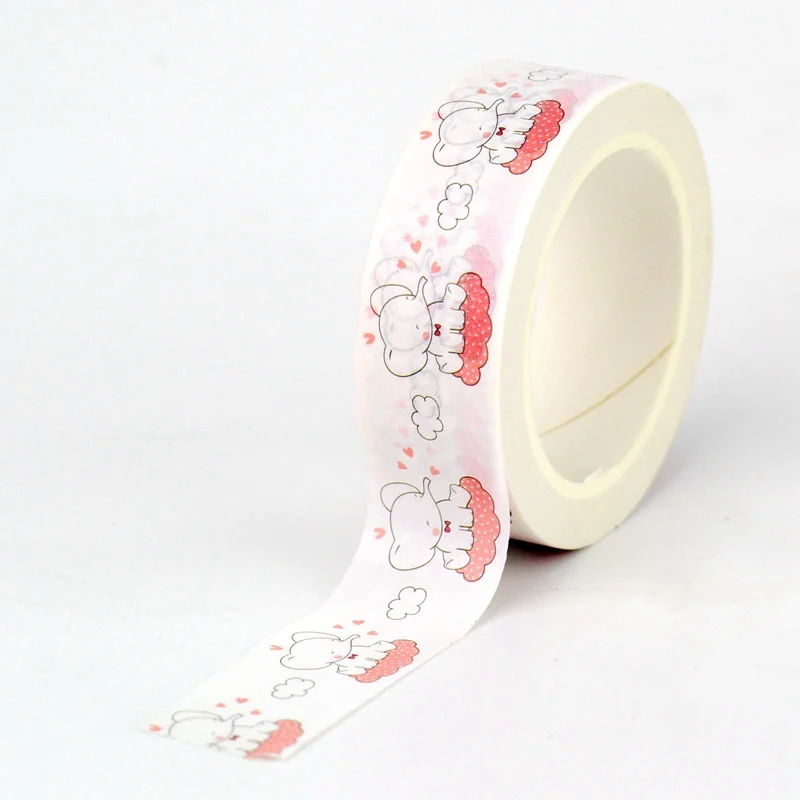 

NEW 1PC. 10M Cute Elephants on Clouds Valentine Hearts Washi Tape Scrapbooking Planner Adhesive Masking Tape Kawaii Stationery