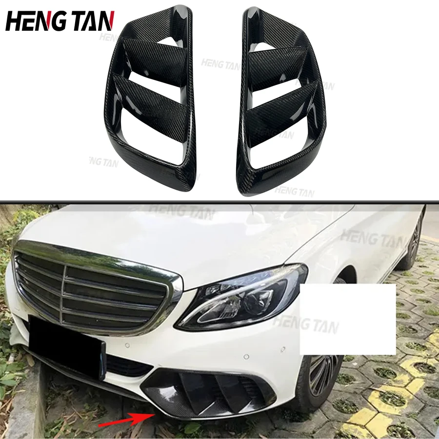 C Class Front Bumper Air Vent Outlet Cover Trim Carbon Fiber / FRP For Mercedes-Benz W205 Base Sedan C180 C200 2015 - 2018