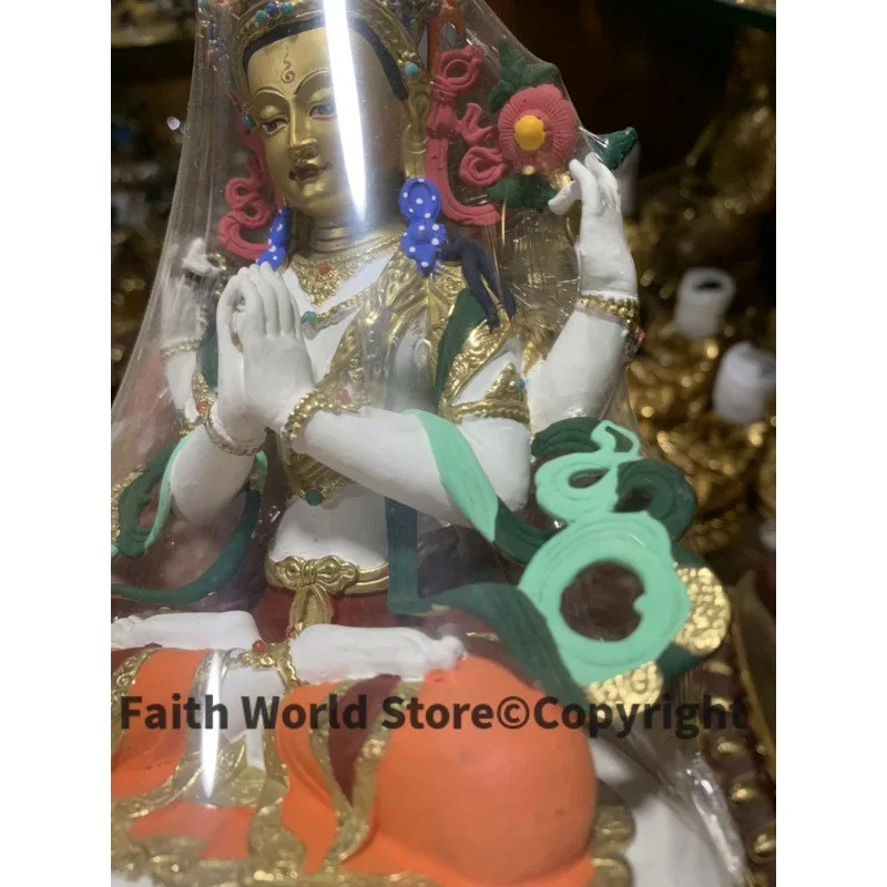 High grade COLOR Drew gilding Buddha statue temple effective protection Tibetan Nepal Four arm Avalokitesvara Guanyin Buddha