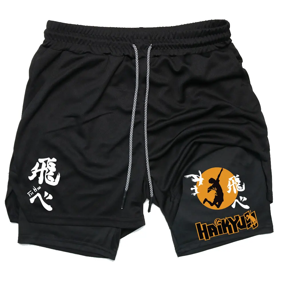 Anime Haikyuu Shorts Quick-drying Fitness Performance For Men Sport Workout Training Bodybuilding Volleyball GYM