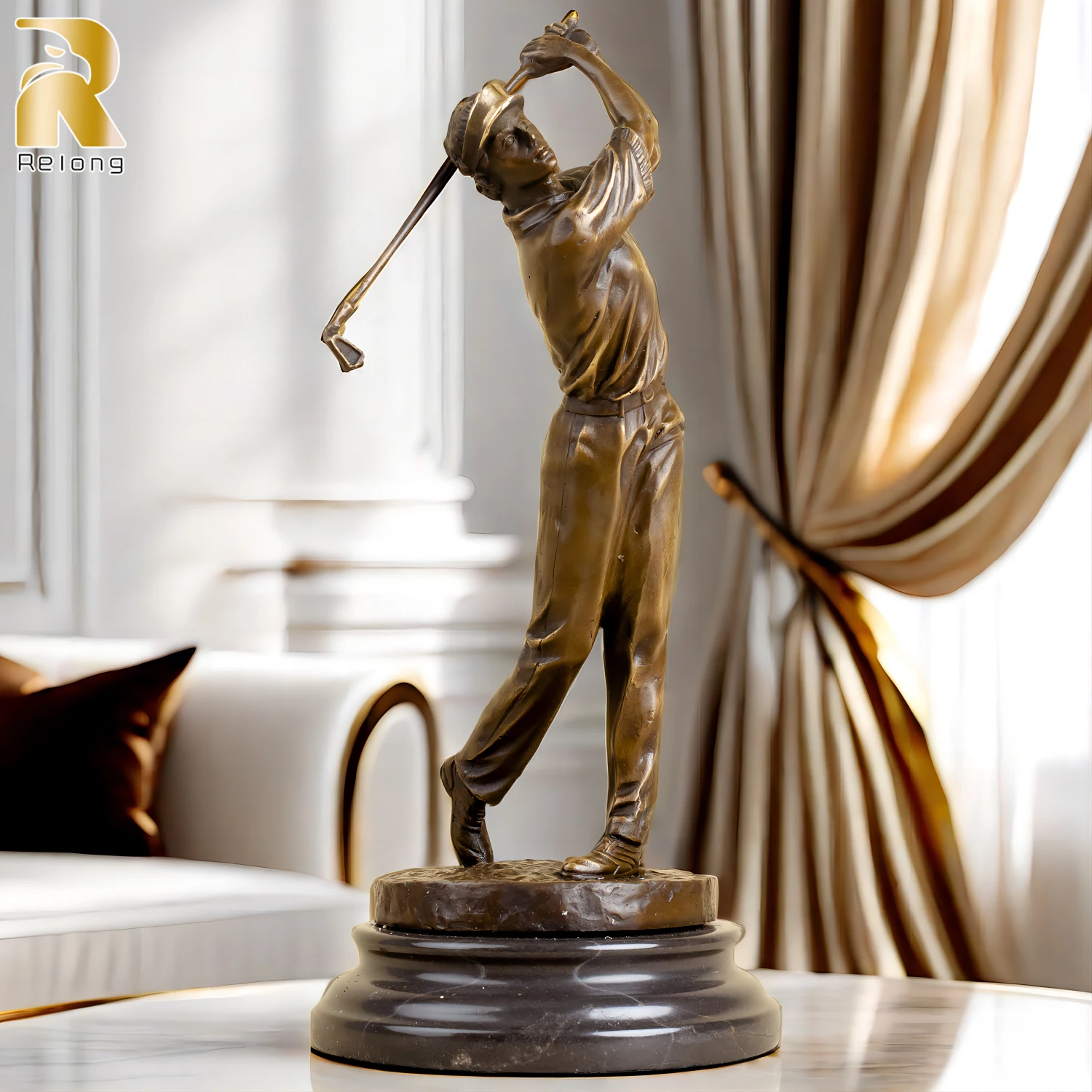 Bronze Golf Man Statue Playing Golfer Bronze Sculptures Hot Casting Bronze Golf Sports Man Crafts For Home Decor Ornament Gifts