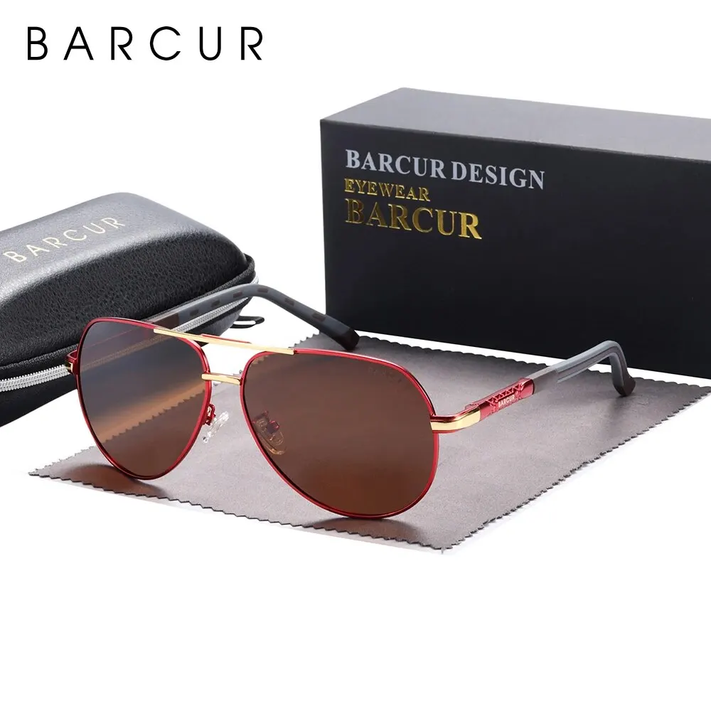 BARCUR Vintage Sunglasses Men Polarized Coating Classic Sun Glasses Women Shade Male Driving Accessories Eyewear