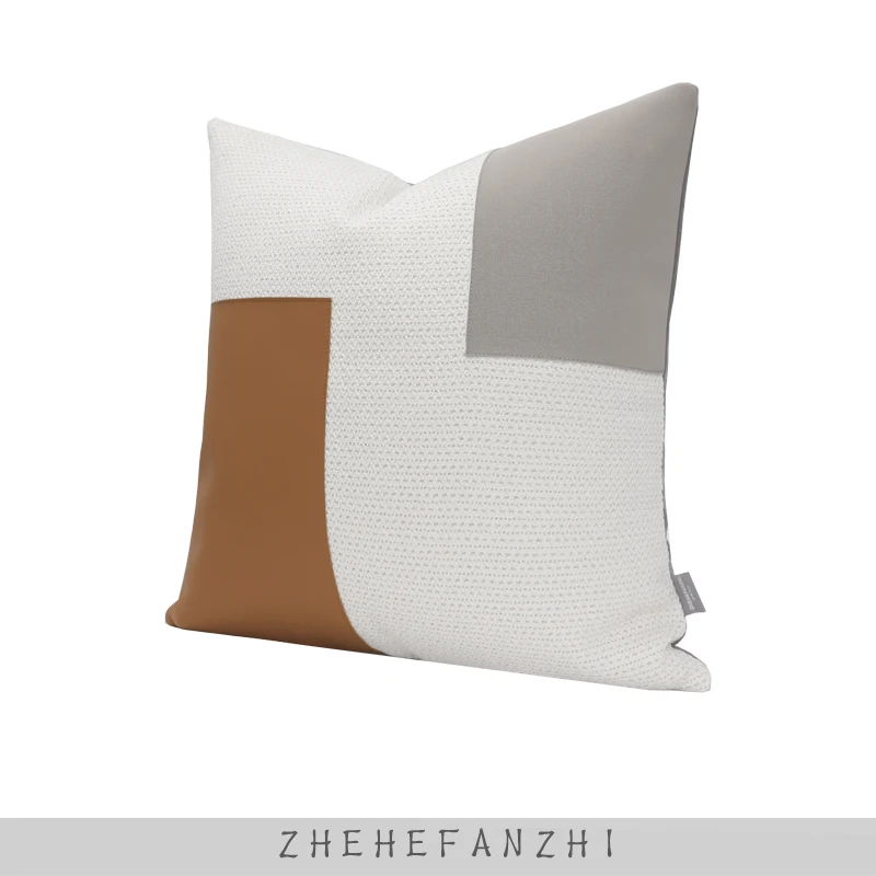 

Modern mat Orange Pillow Hotel Living Room Sofa Cuion Bedroom Headboard Pillow Square Leather New Arrival