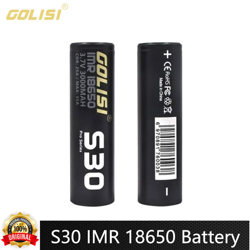 Golisi S30 IMR 18650 baterai 3000mAh kapasitas 3.7V 35A baterai litium-ion isi ulang untuk senter Pak baterai