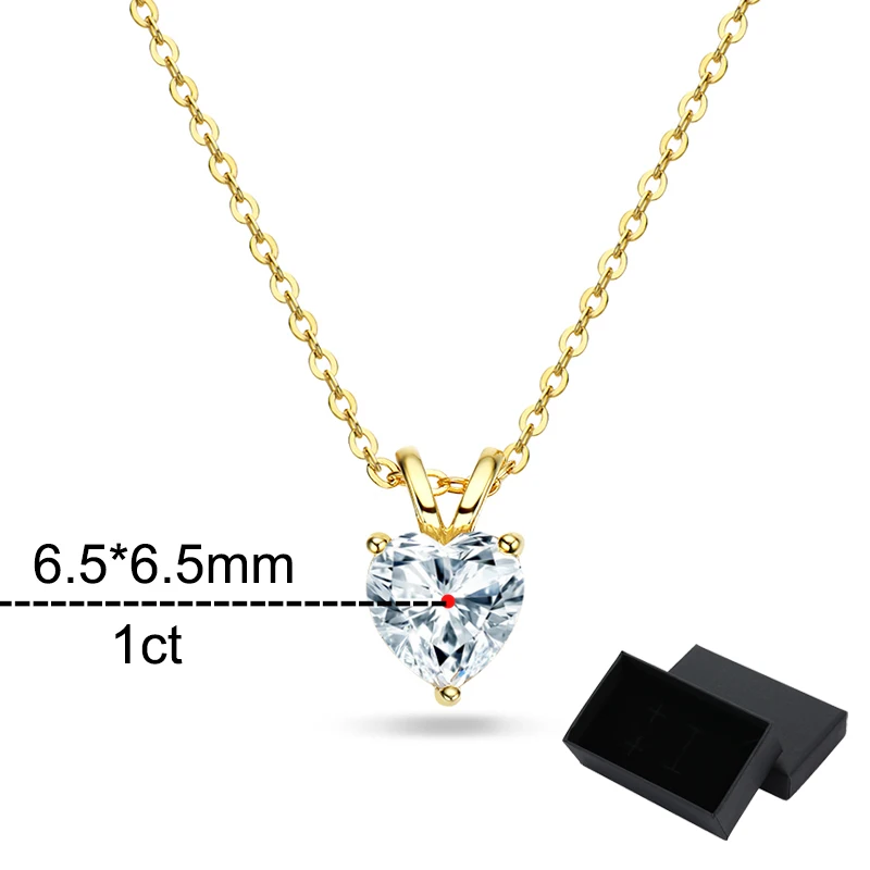 Smyoue 1ct Certified Heart Cut Moissanite Necklace for Women Classic 100% S925 Sterling Silver Pendant Jewelry Wholesale GRA