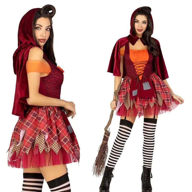 Halloween Roodkapje Speelprestaties Heks en moeder Moeder Rok Gewaad Traditioneel kostuum voor dames Stadiumkleding