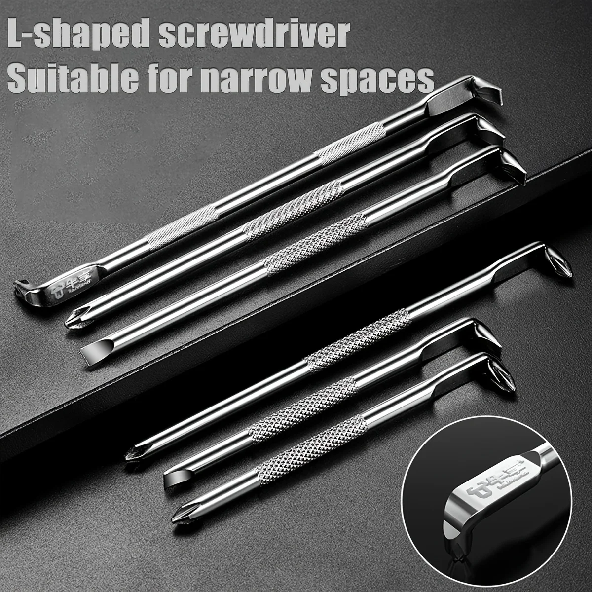 

L Shaped Screwdriver Set - Right Angle Phillips and Flat Head, 90 Degree Screwdriver for Tight Spaces, Angle Screwdriver Tool
