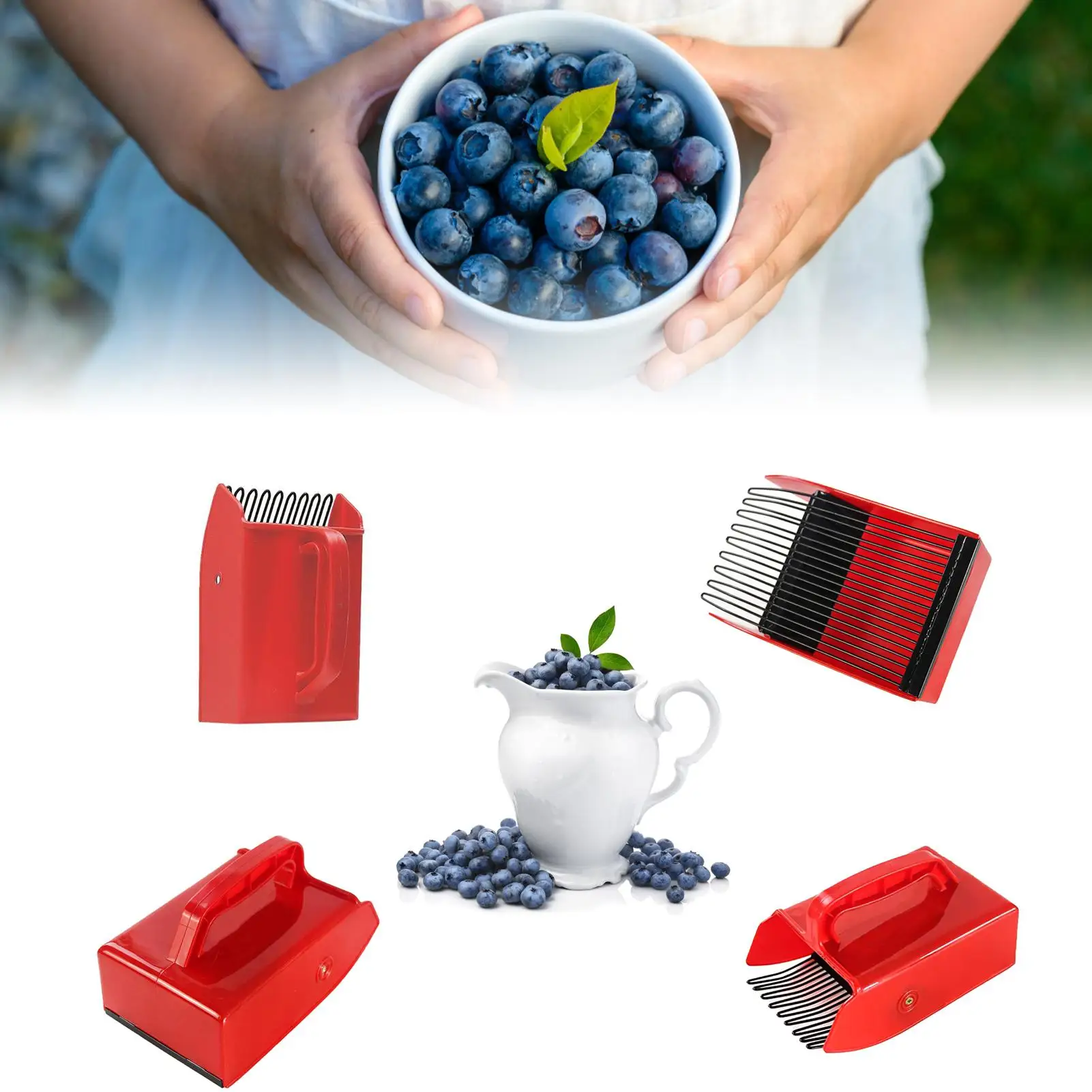 

Blueberry Picker Scoop Red Berry Picker Blueberry Collection Metal Berry Picker Convenient Handle Manual Gardening Picking Tool