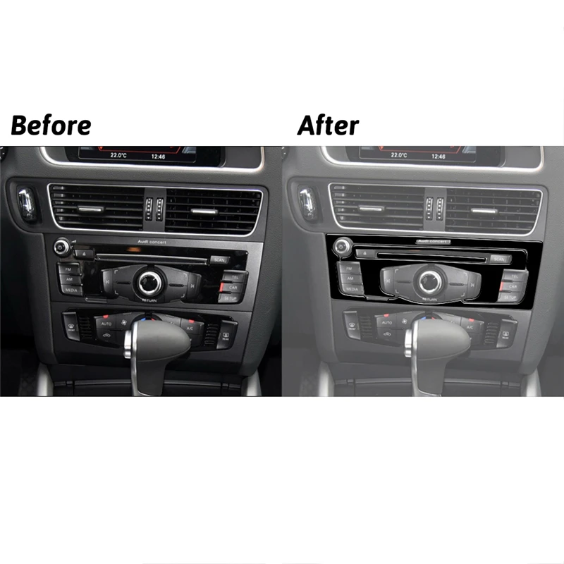 Radio With CD Player Brand New ABS Gloss Black Stickers For Audi Q5 2009-2017（Without Navigation）Car Interior Accessories