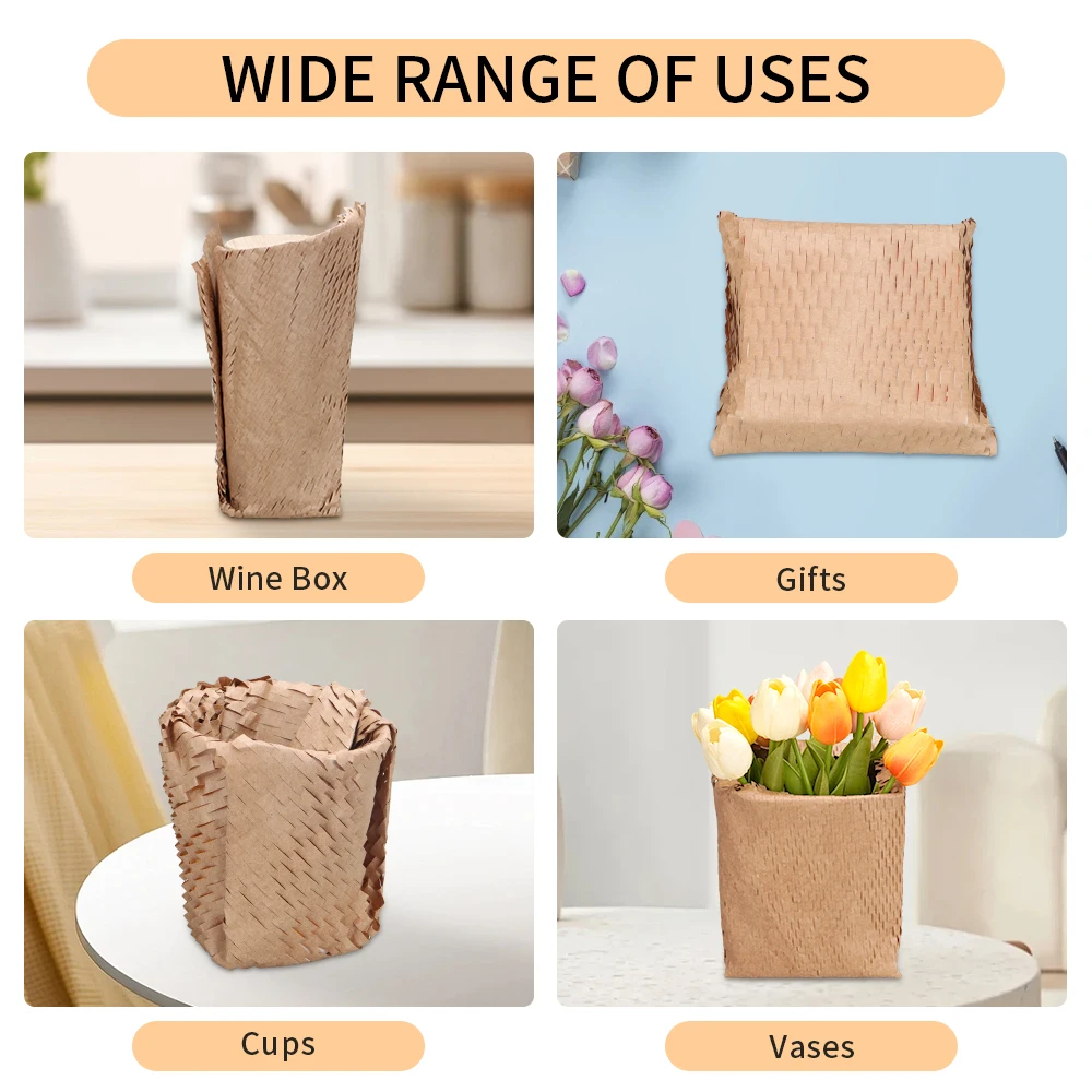 30m Honeycomb Packing Paper Moving Transportation Recyclable Fragile Decor Copy Cosmetics Wine Glasses Wrapping Tearable Glass