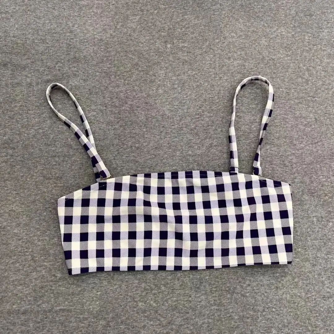 Costume da bagno diviso sexy da donna con lacci scozzesi a triangolo