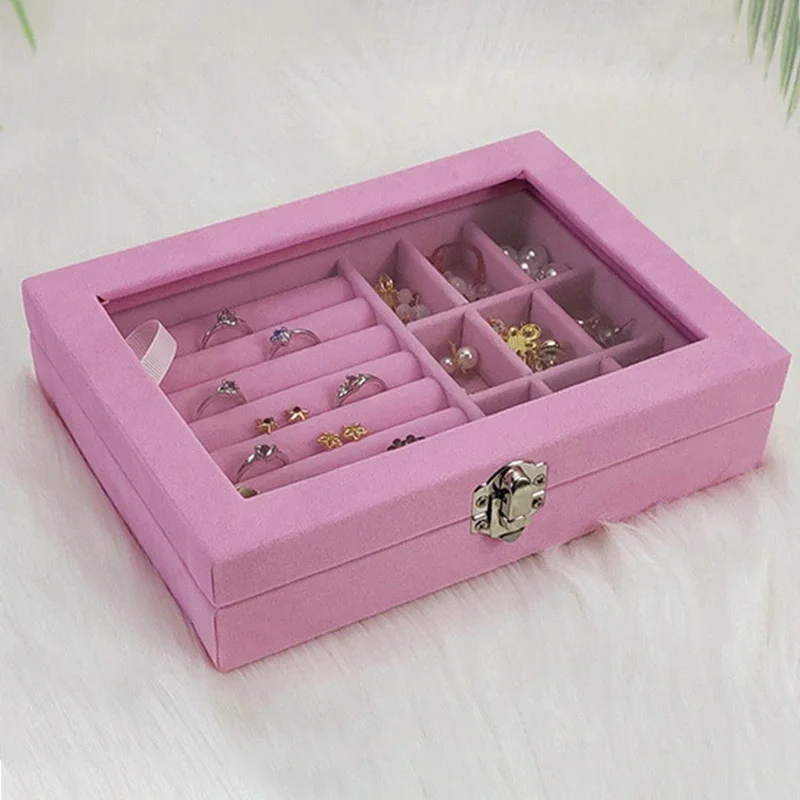 Earrings Storage Box Jewelry Dustproof Jewelry Box Ear Clip Earrings Ear Line Finishing Small Jewelry Box with Lid