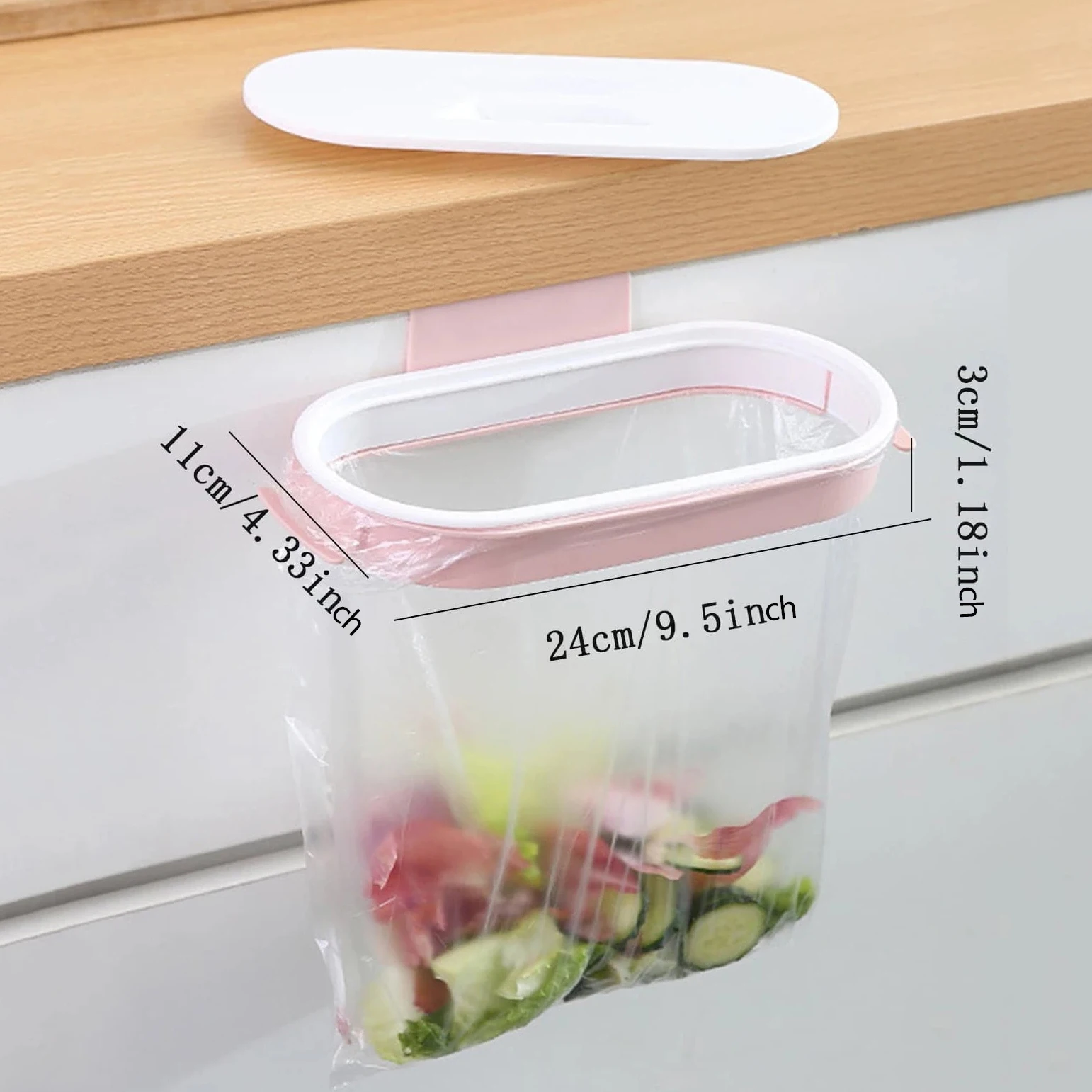 Soporte para bolsa de basura de cocina, cubo de basura portátil montado en la pared con tapa, 1 unidad