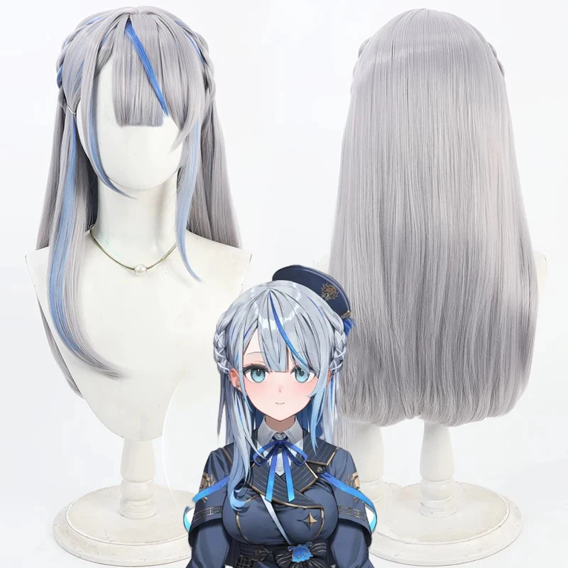 

New 2026 Anime Vtuber Amagai Ruka Cosplay Wig Girl Silver Long Hair Heat Resistant Synthetic Wigs Halloween Carnival Prop
