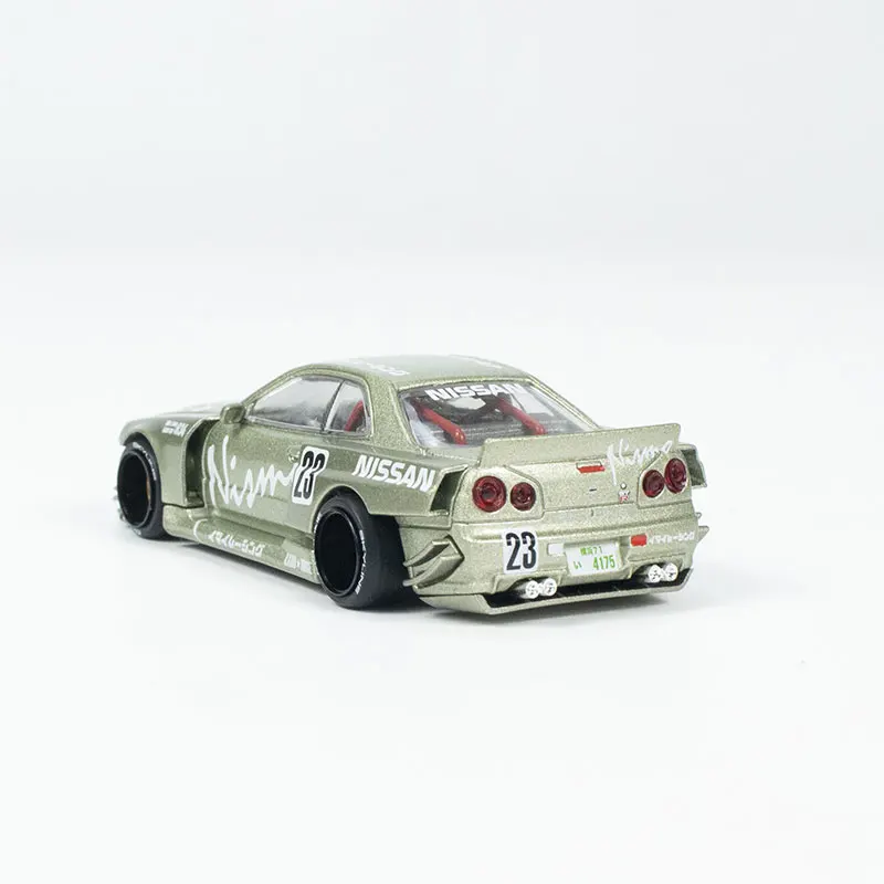 Nissan gtr r34-鋳造合金シミュレーションモデル,装飾玩具の子供コレクション,クリスマスプレゼント,1:64