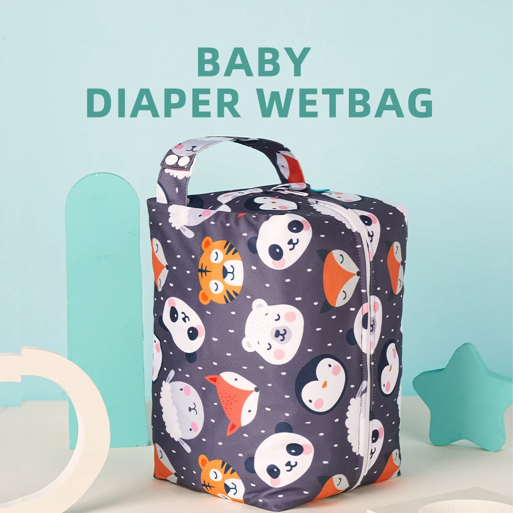 Happyflute Wet/Dry Cloth Wet Bag Mum'S Storage Travel Nappy Bag Suitable For Baby Waterproof And Fashion Print Diaper Pods