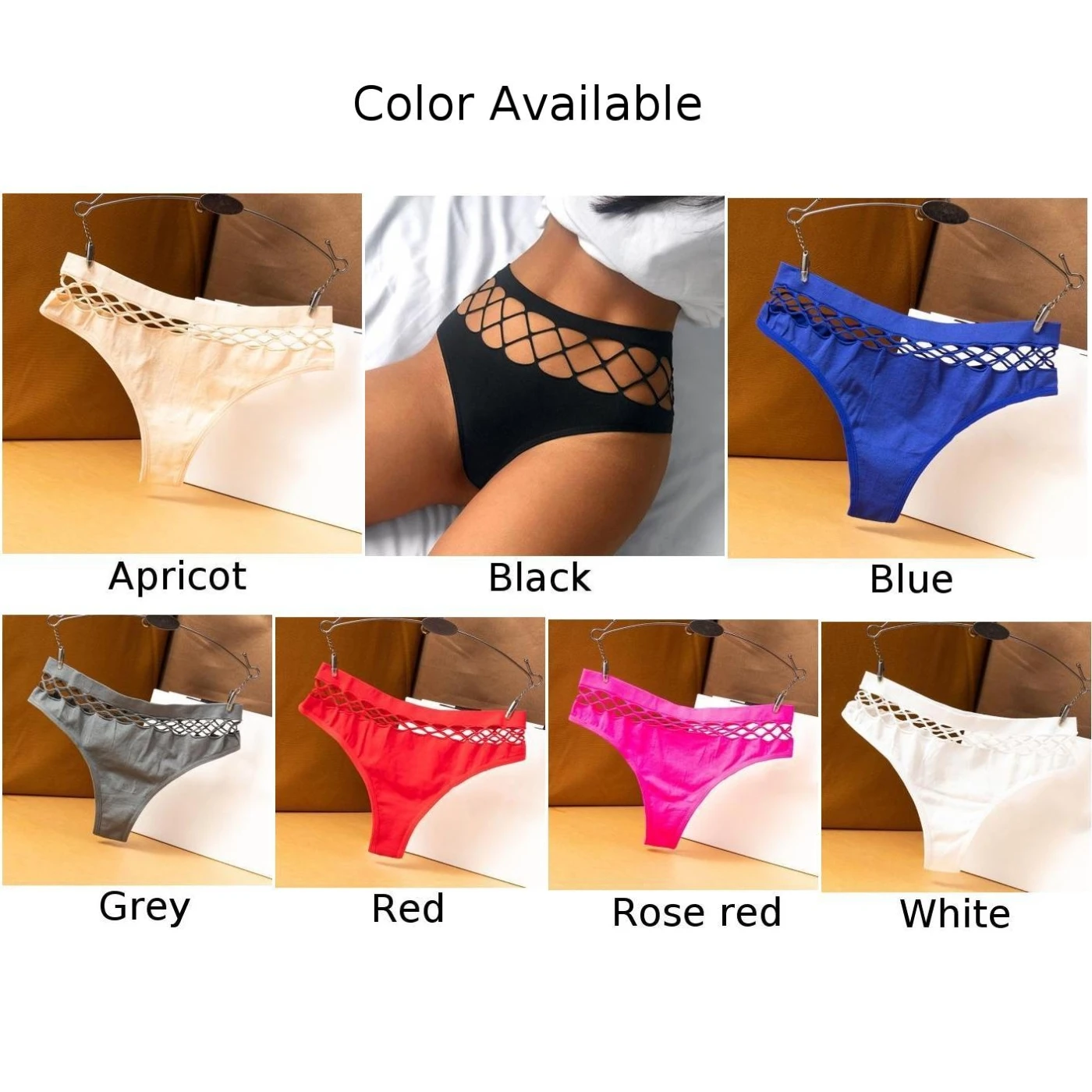 Women Sexy Fishing Net Hollow Knickers G-string Thongs Briefs Underpants Lingerie Panty Casual Solid Slim Female Briefs T-back