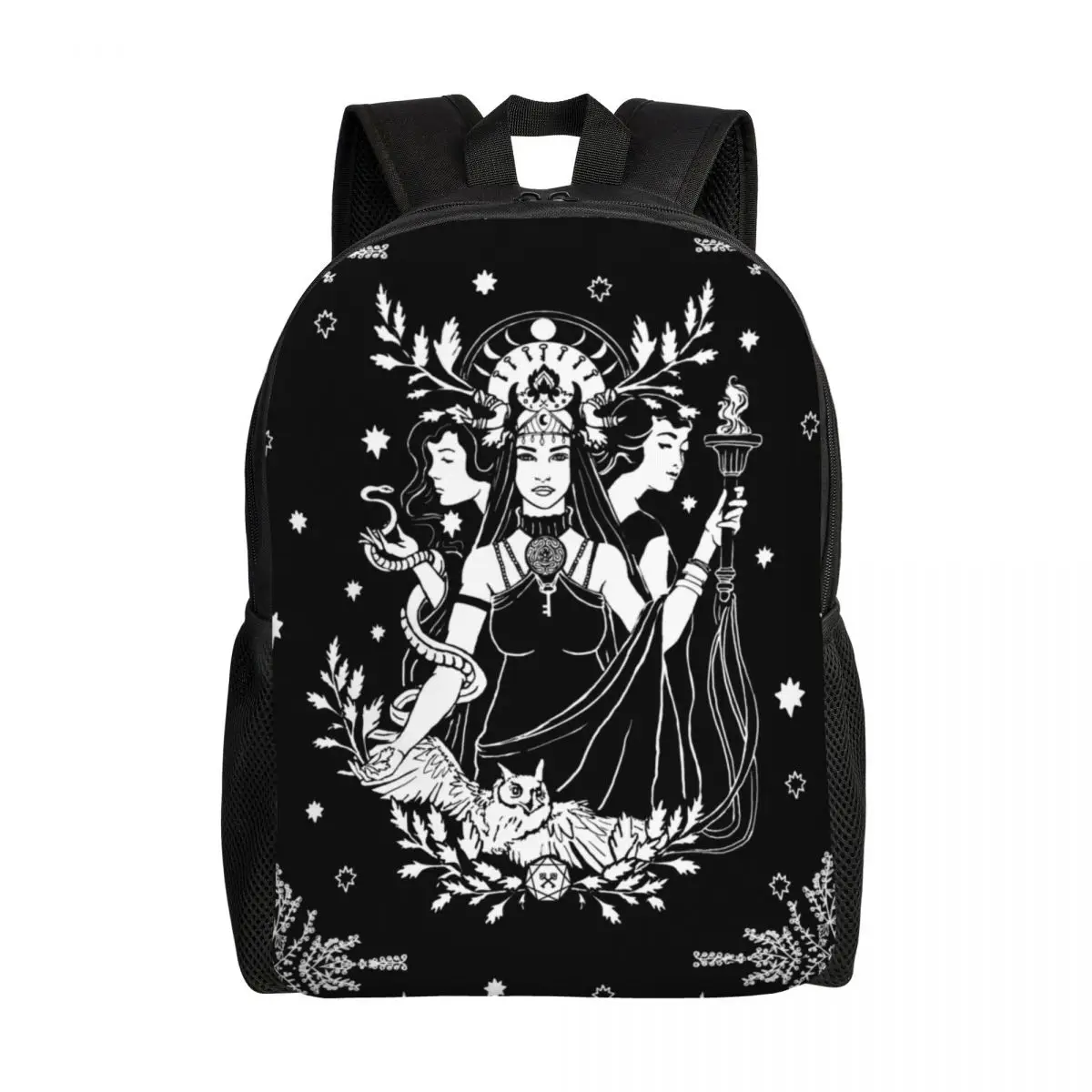 Hekate Triple Goddess Backpack for Men Women Waterproof School College Goth Occult Halloween Witch Bag Printing Bookbag