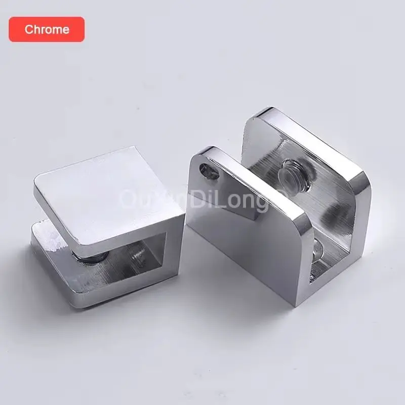 50PCS Solid Brass Glass Clamps Bathroom Shelves Fixed Clip Support Brackets Partition Plate Glass Clips No Drilling for 5~12mm