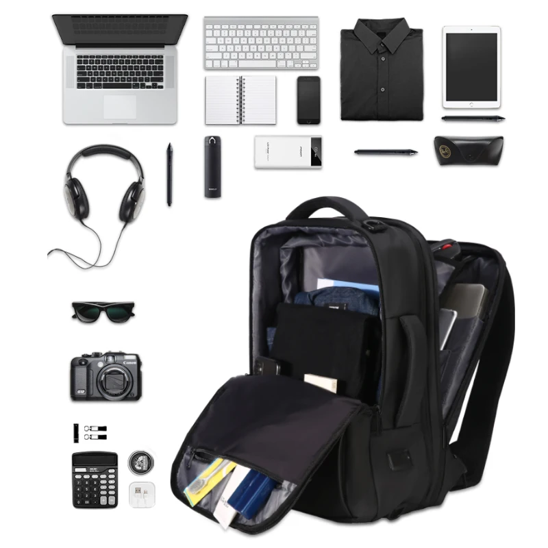 Imagem -02 - Fenruien 2023 Novo Multifuncional Mochila Notebook Preto para os Homens de Carregamento Usb Negócios Viagem à Prova Dlarge Água Grande Mochila