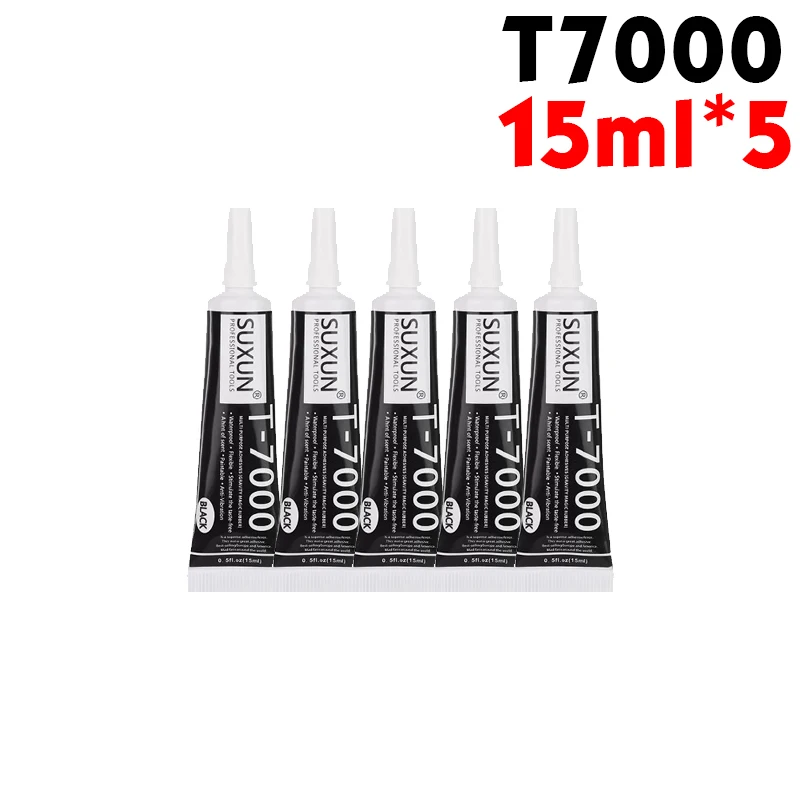 Klarer T-8000 und schwarzer T-7000-Klebstoff, 15 ml/50 ml/110 ml, Schmuckhandwerk, wasserfester, schnell trocknender Harzkleber, Handy-Bildschirm-Reparaturkleber