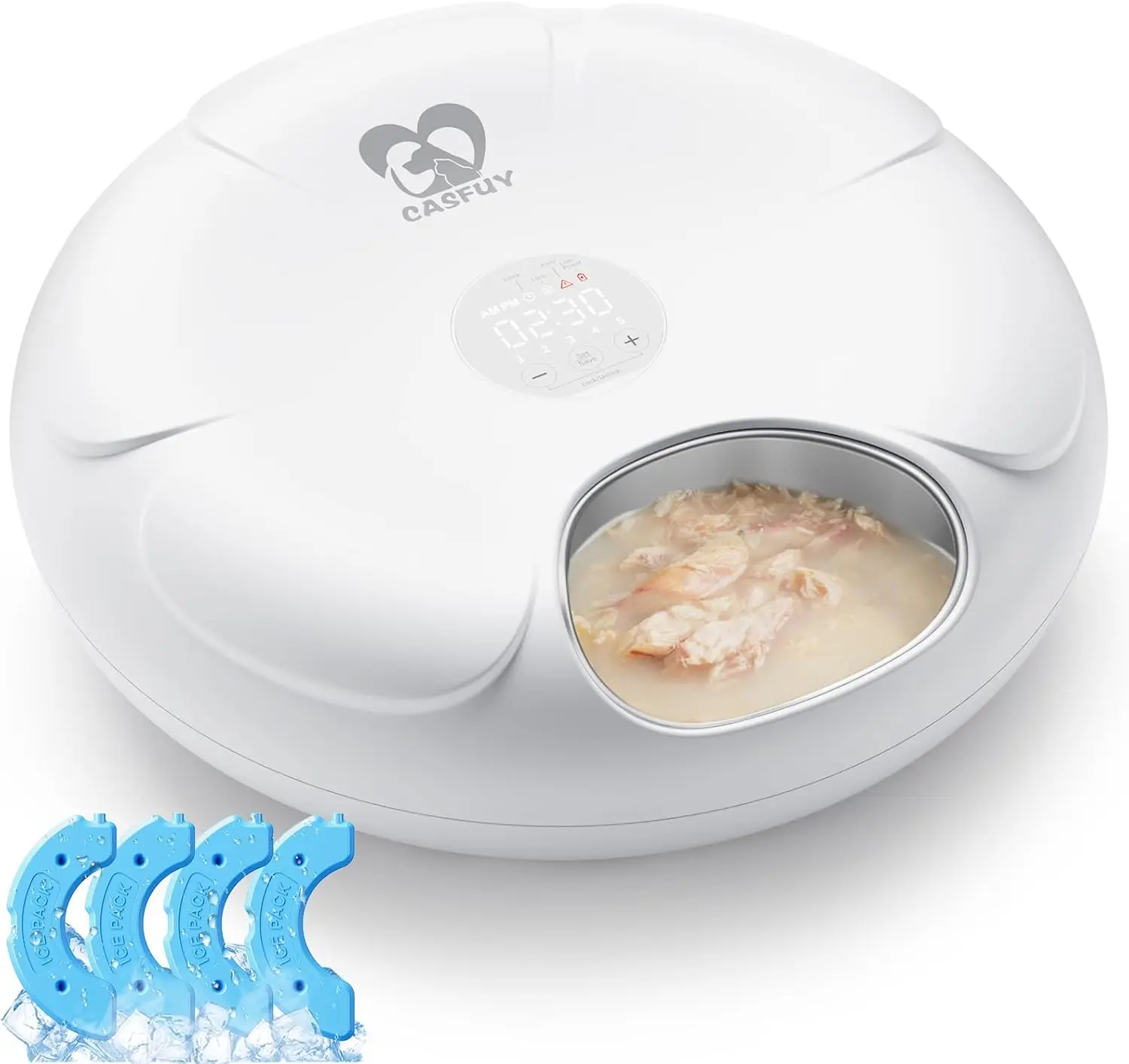 

Automatic Cat Feeder Cordless - Automatic Cat Food Dispenser with Stainless Steel Tray for Wet Food