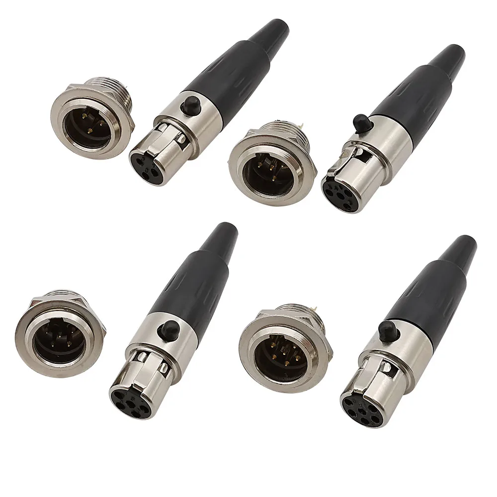 3/4/5/6 Pin Mini XLR Female Jack/Male Plug Chassis Panel Mount Socket Audio Microphone Soldering Connector Mini XLR Adapter