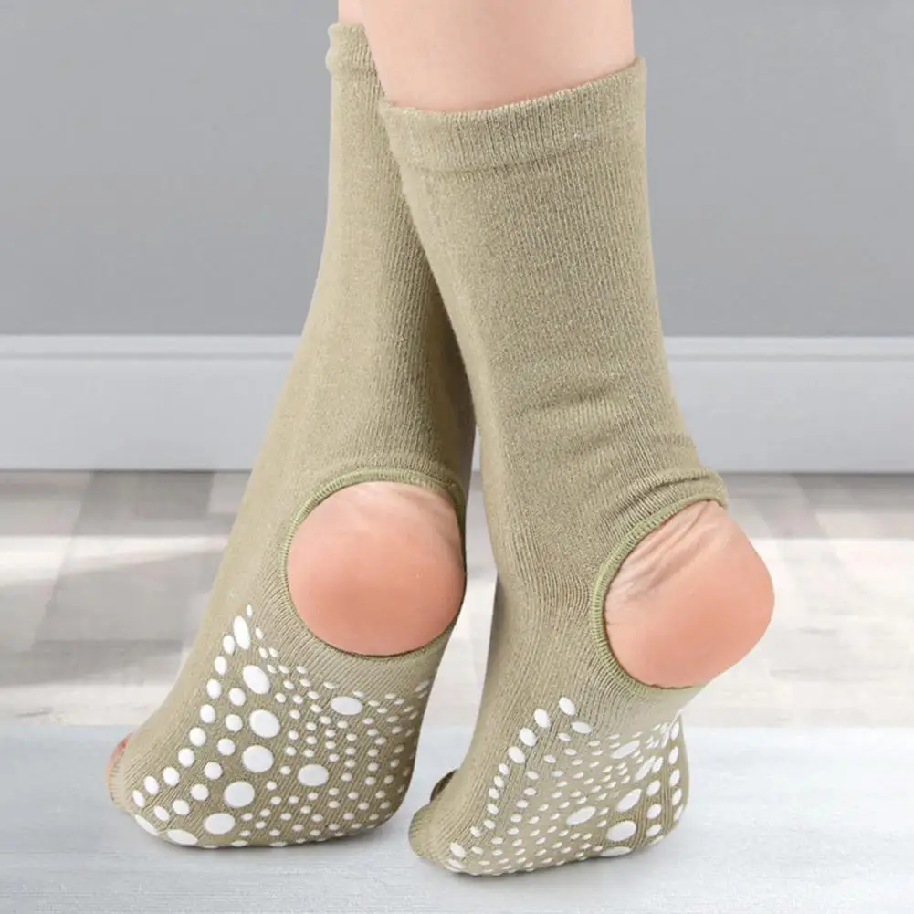 

1 Pair Toeless Yoga Socks With Non-slip Gripper Breathable Ballet Dance Fitness Pilates Athletic Gym Sports Open Five Toe Socks