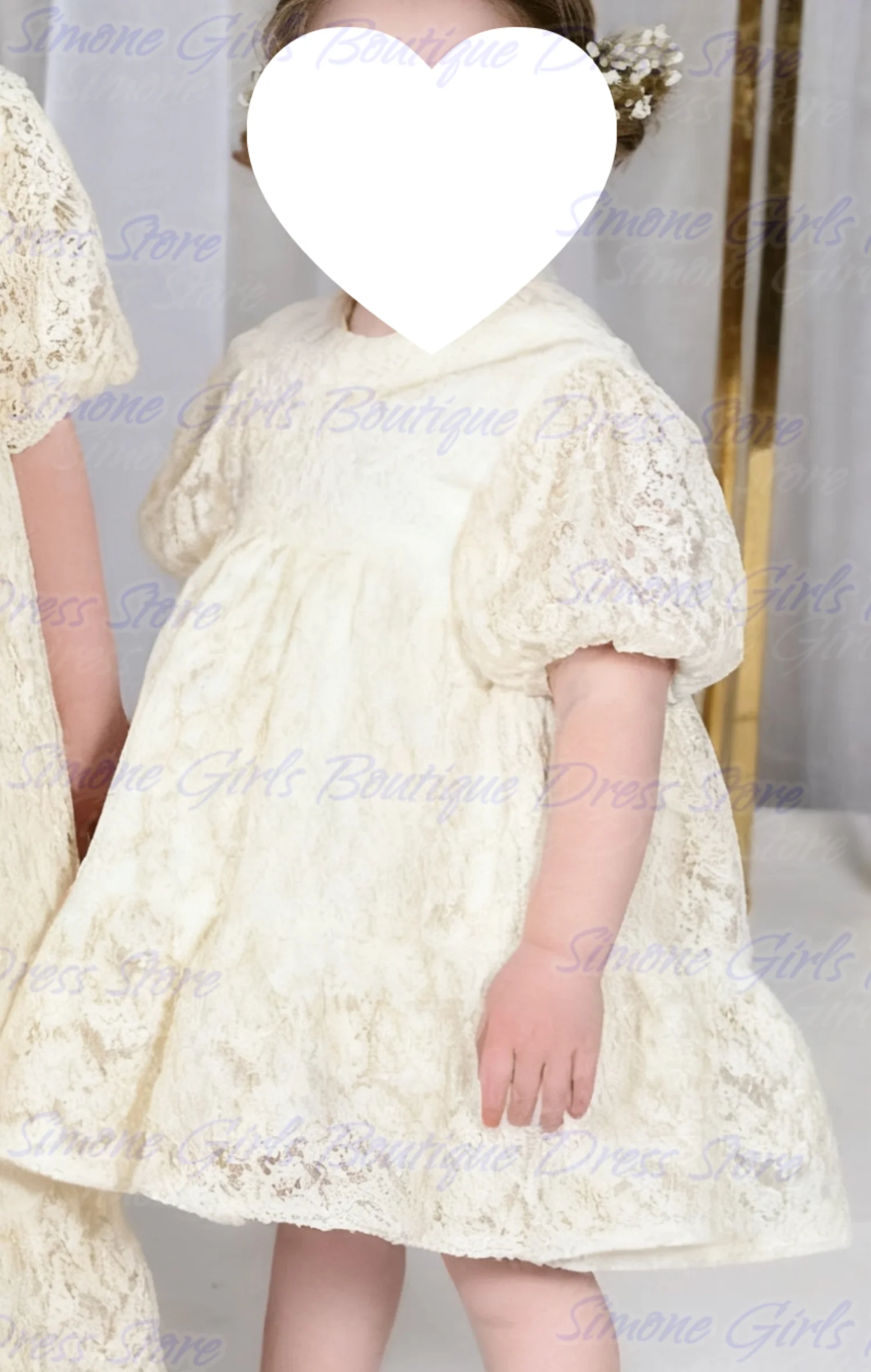 Gaun Renda Susu Anggun yang Imut Gaun Gadis Bunga Putih Gading untuk Pertunjukan Tari Perayaan Liburan Pesta Ulang Tahun Pernikahan