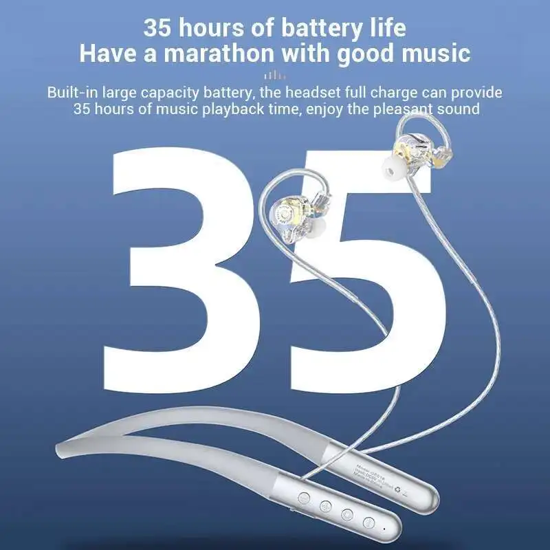 Neck-Hanging Metal Bluetooth Earphone Ultra-Long Standby Dual-Mode Gaming Mode Low Latency IPX5 Waterproof Sports Running Earbud view 4