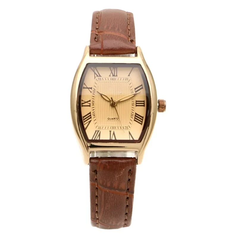 Watch for Women Small Ladies Wristwatches Brown Retro Vintage Leather Bracelet Watch Black Quartz Wristwatches Minimalist