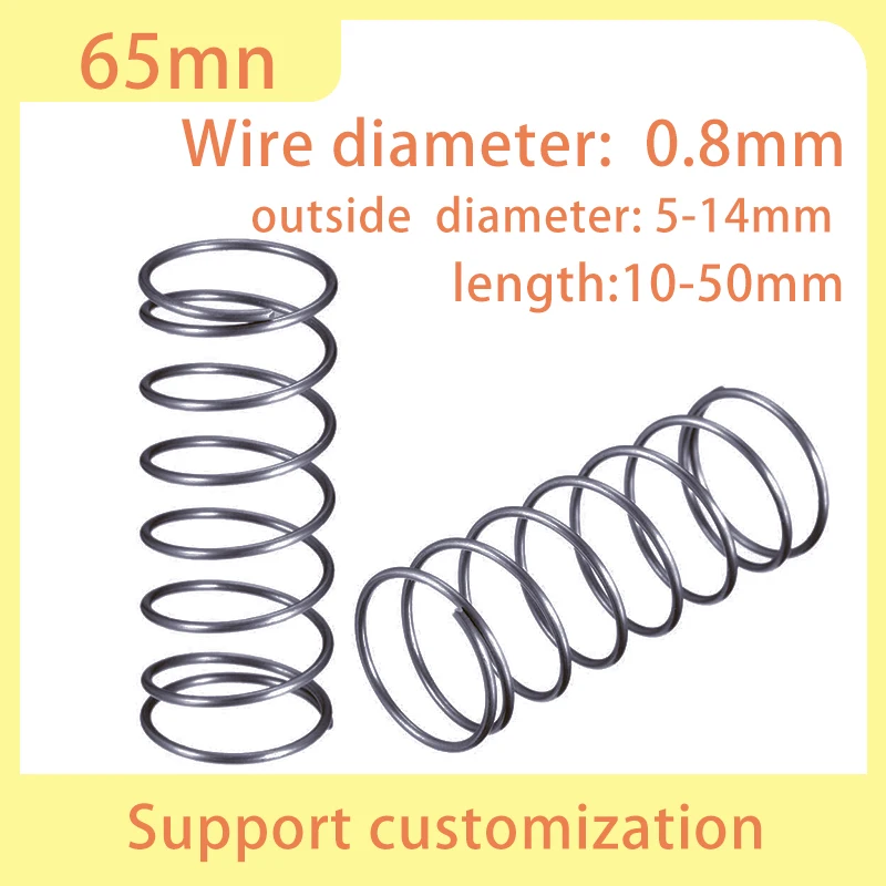 

10Pcs 65Mn Compression Spring Diameter 0.8mm Cylidrical Coil Return Springs Release Pressure Spring diameter 5mm to 14mm