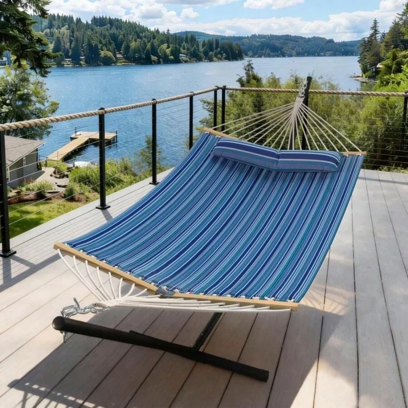 Modern Portable Hammock For Outside, Camping Hammock With Stable Anti-Tipping Structure, Hand-Woven Durable Ropes, Rope Hammock