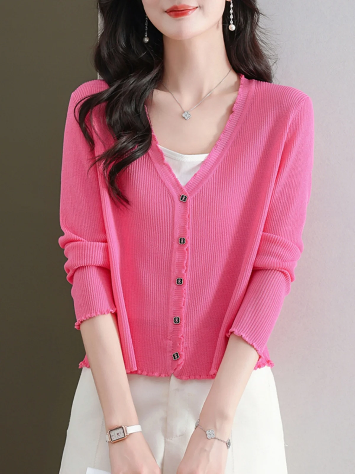 High Quality Ice Silk Small Knitted Cardigan for Women's 2024 Spring/summer New Cover Up Short Jacket Thin Shawl