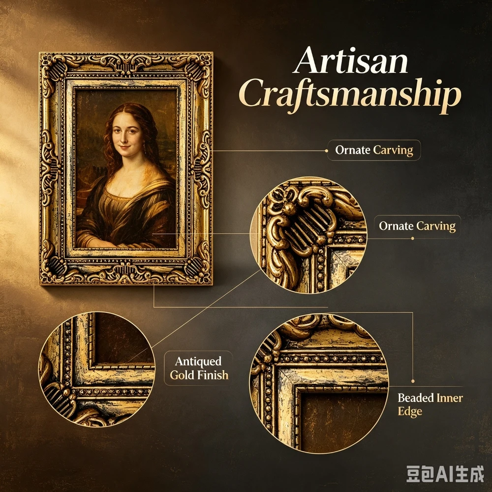 Vintage Baroque Golden Plastic Photo Frame Distressed Gilded Picture Frames Victorian European Palace Decor for Wall & Tabletop