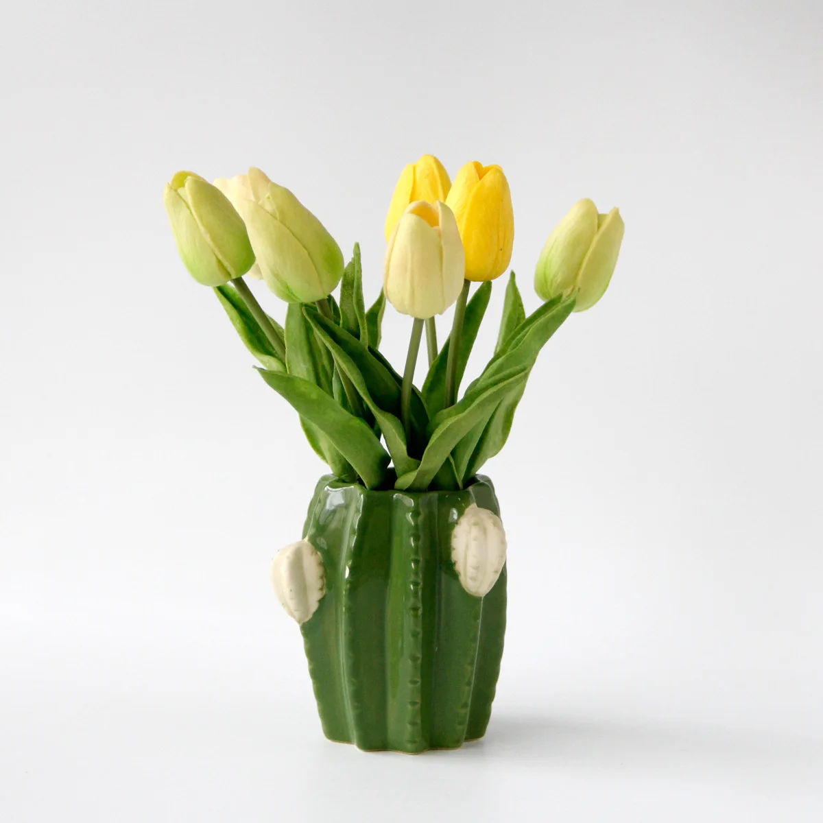 

Green white ceramic cactus vase tabletop decoration vase dry flower arrangement home collection bucket pen holder