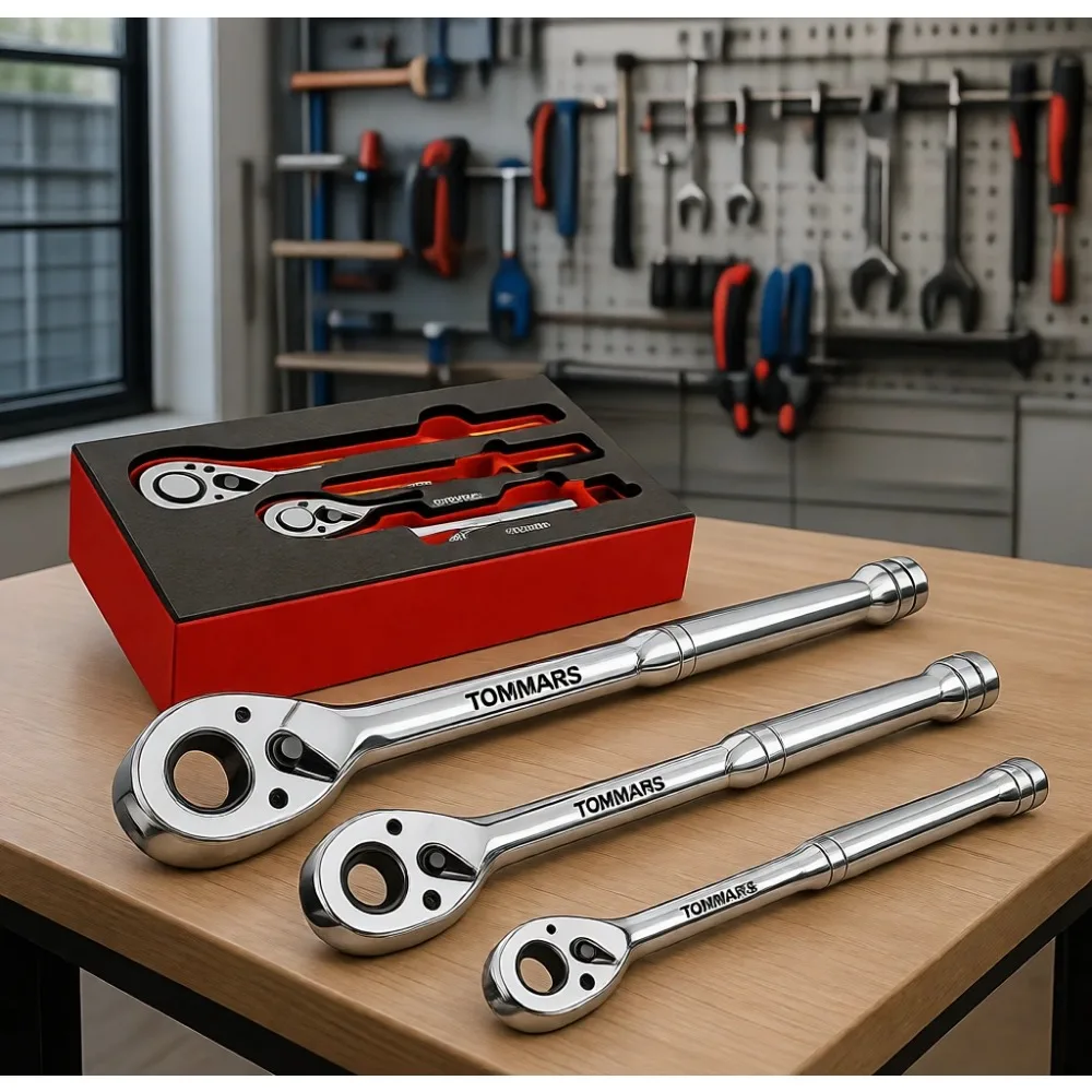 

Набор торцевых ключей с приводом 1/4, 3/8, 1/2 дюйма, 72 зубца, быстросъемные, реверсивные, из легированной стали Cr-V