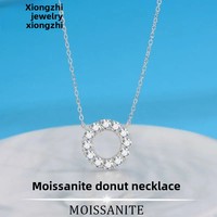 Women's 1.2 Carat D Color Moissanite Necklace with Mobius Ring Pendant Light Luxury Clavicle Chain Jewelry Accessory