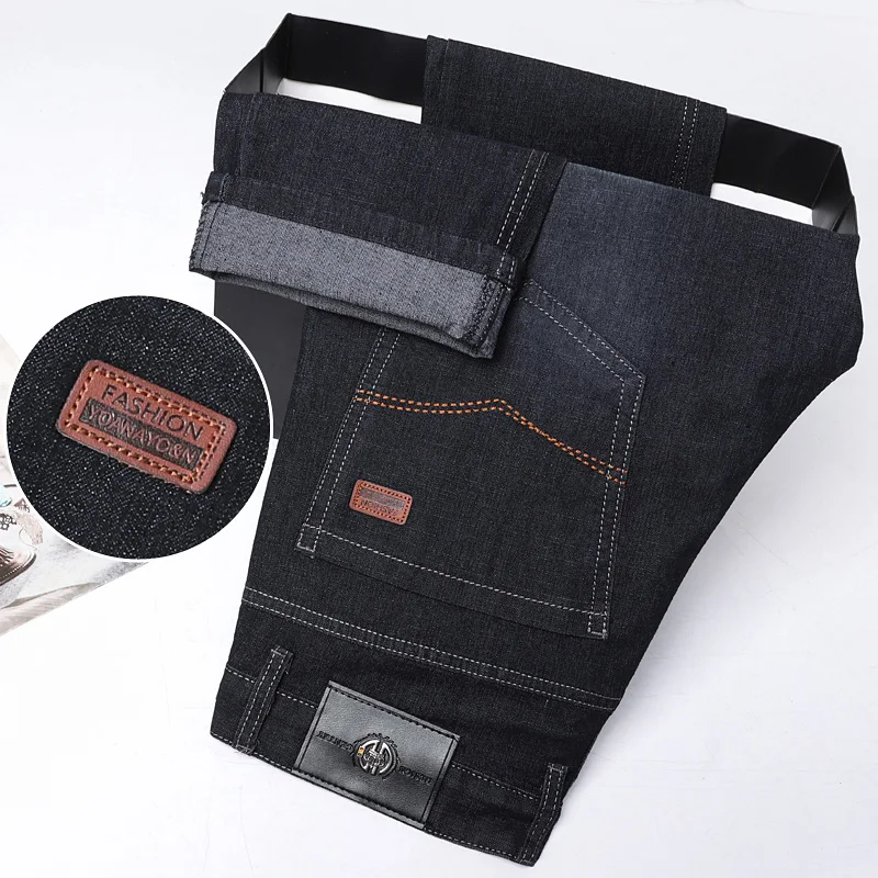 2025 New Fashion Men\'s Casual Black Blue Cotton Jeans Classic Style Male Denim Trousers Stretch Slim Fit Pants Plus Size 28-40