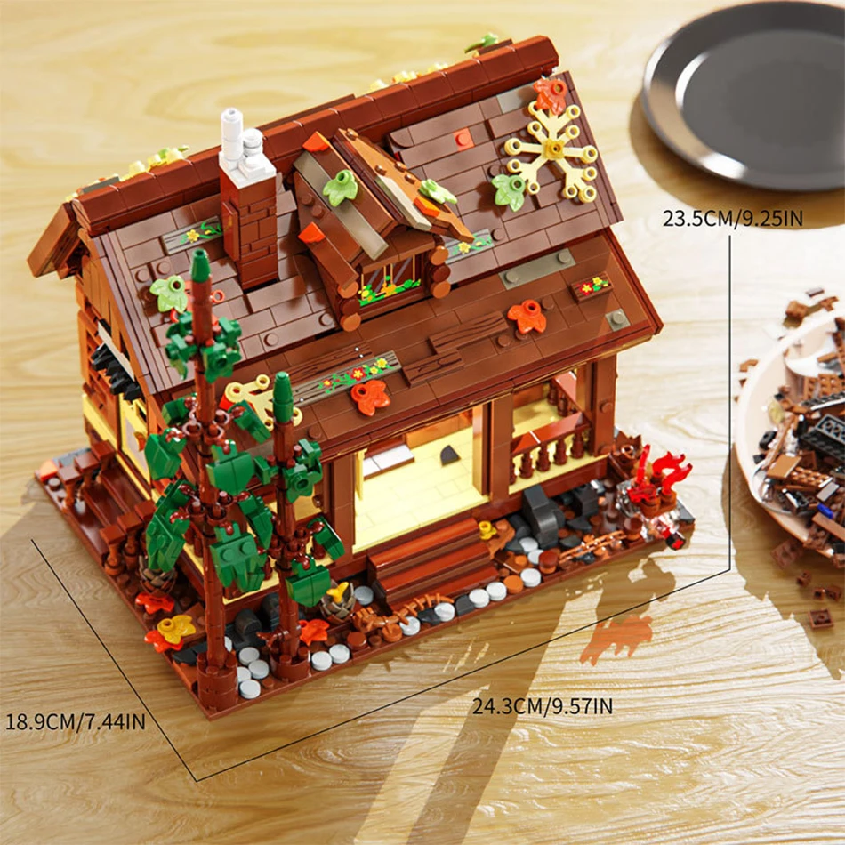 Forest Triangle Chalet Wooden house Building Blocks Set DIY Desktop Ornament Puzzle Toys Creative Assembly Bricks Gift For Kid