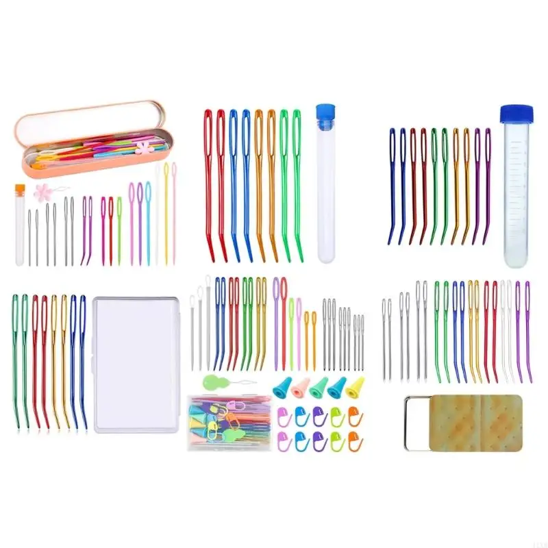 

41XB Hand Sewing Needle Kits Metal Learning Needle Sewing Needle Set, Big Eyes Sewing Needle Scarf Sewing Tools for Children